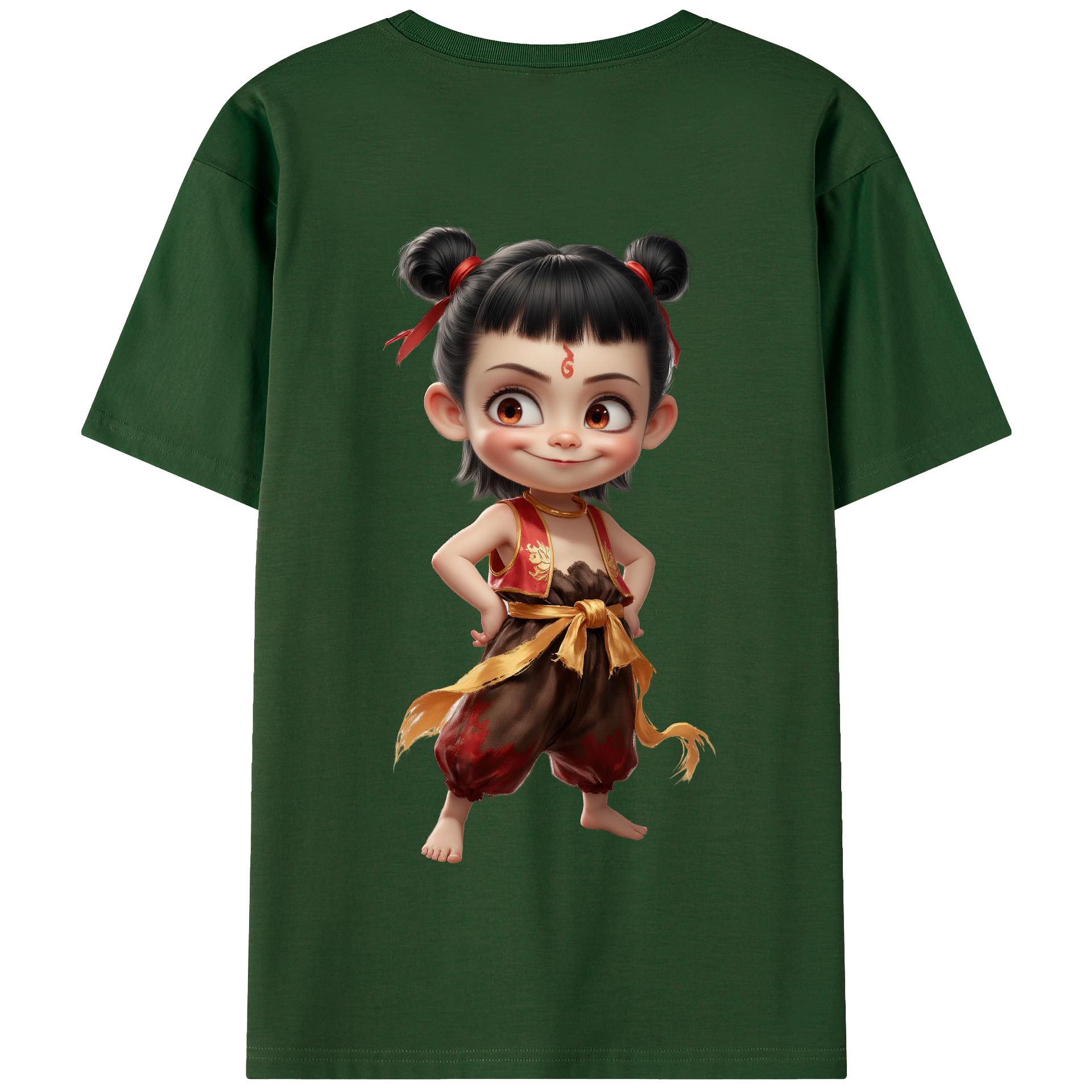 （画像用） Ne Zha 2 ナタ 魔童の大暴れ 綿100％半袖Tシャツ（背面プリント）